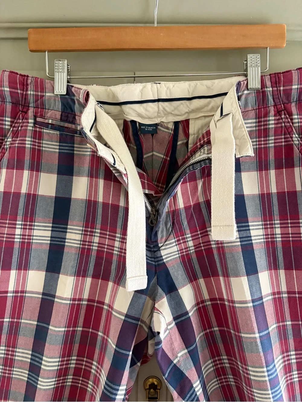 Polo‎ Ralph Lauren Plaid Madras Chino Shorts Men's 36 Red Navy Blue Classic Fit